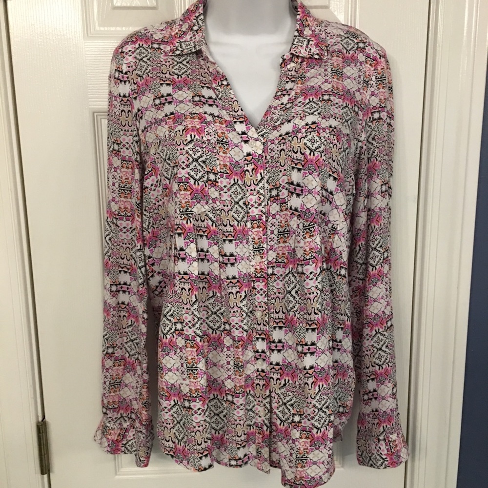 Anthropologie Mauve Pretty Print Button Up Shirt